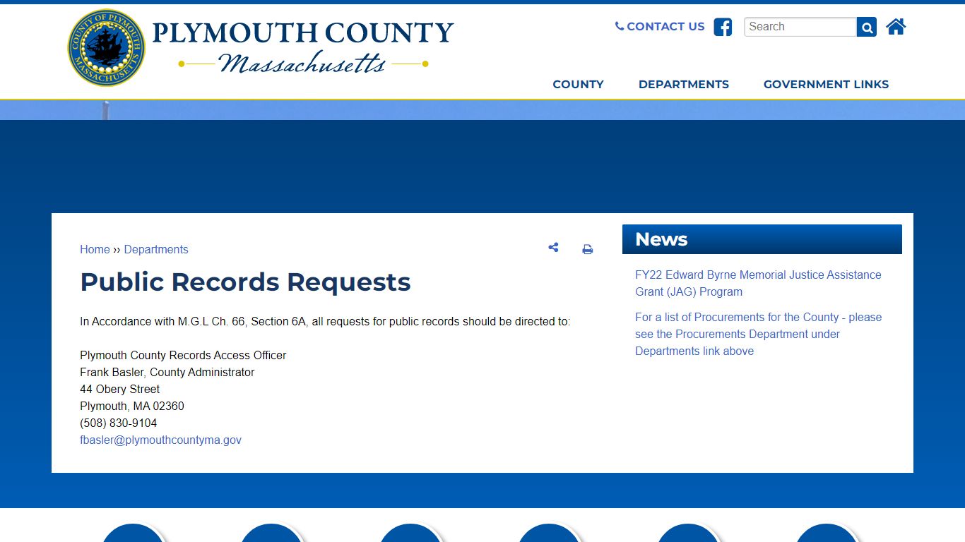 Public Records Requests | Plymouth County, MA